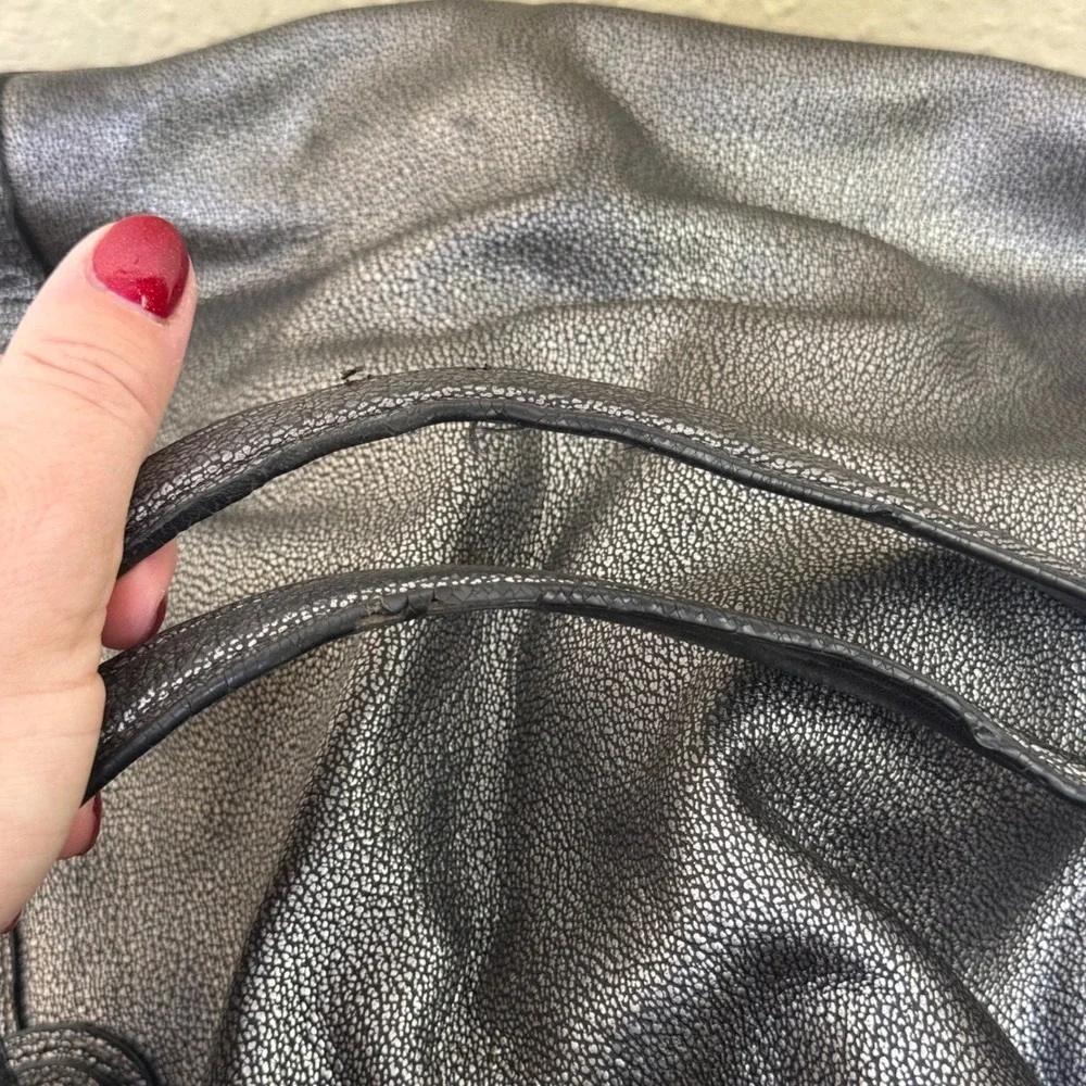 Coach‎ Edie 31 Pebbled Leather Metallic Gunmetal 36503 3 Compartment Turnlock